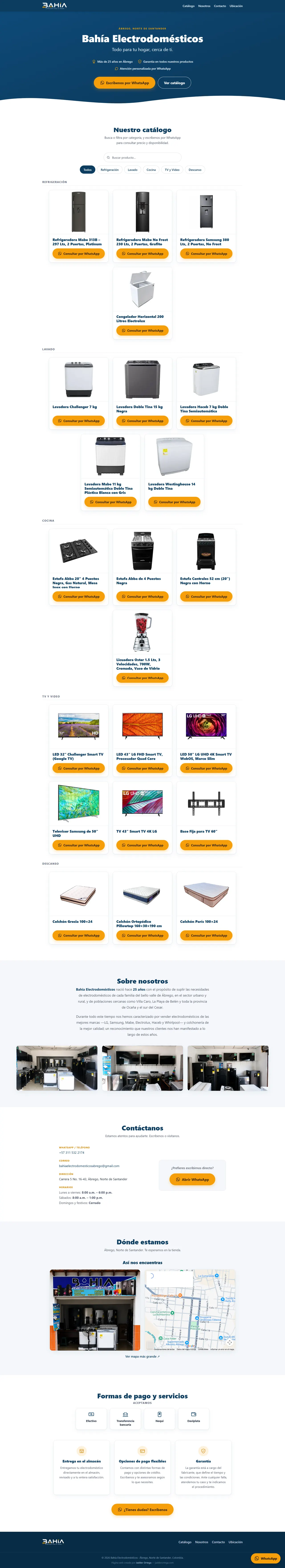 Captura de la página web de Bahía Electrodomésticos